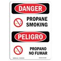 Signmission OSHA Danger Sign, Propane No Smoking W/ Symbol, 10in X 7in Decal, 7" W, 10" L, Bilingual Spanish OS-DS-D-710-VS-1540